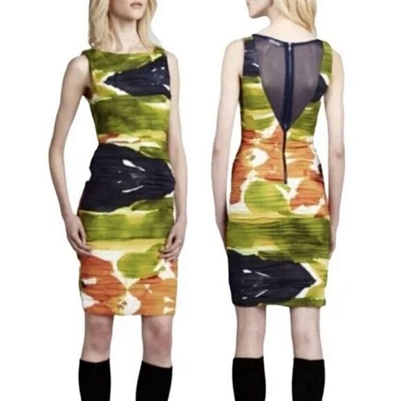 Alice + Olivia Valerie Silk Shift Dress Size 4 Multicolor Tie Dye Back Zip - Picture 4 of 9